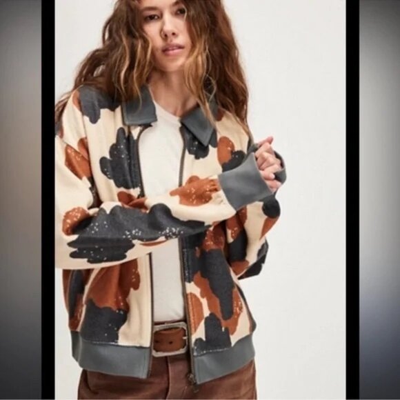 Free People Tops - Free People Cabin Cardi Collared Zip Up Relaxed Fit NEW Size Large